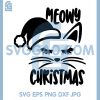Meowy Christmas Cat SVG, Cute Santa Kitty Face Drawing SVG