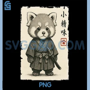 Cute Samurai Kawaii Red Panda PNG, Cub Japanese Art Design PNG