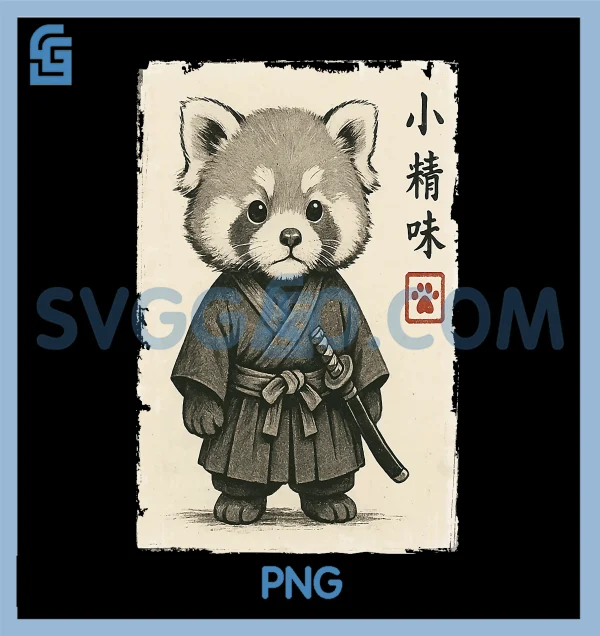 Cute Samurai Kawaii Red Panda PNG, Cub Japanese Art Design PNG – SVGGAO