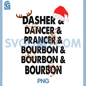 Dasher Dancer Prancer & Bourbon PNG, Christmas Holiday Reindeer PNG
