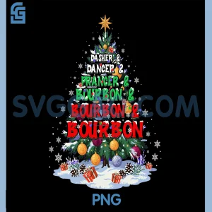 Dasher Dancer Prancer Bourbon Tree PNG, Funny Xmas Tree PNG
