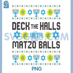 Deck The Halls with Matzo Balls PNG, Jewish Hanukkah PNG