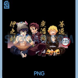 Inosuke Tanjiro Lunch Scene PNG, Demon Slayer Kimetsu no Yaiba PNG