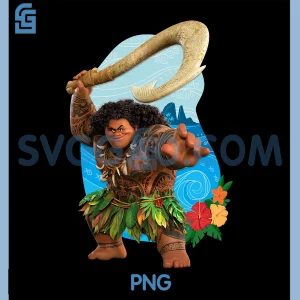 Tropical Island Adventure Maui with Fish Hook PNG, Disney Moana 2 PNG