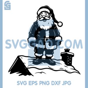 Santa Claus Rooftop Scene SVG, Christmas Santa SVG