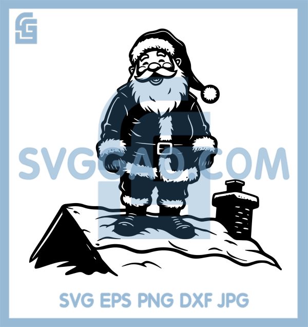 Santa Rooftop Template Santa Claus Rooftop Scene SVG, Christmas Santa SVG – SVGGAO