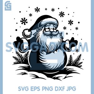 Santa Claus Snowflakes Scene SVG, Winter Christmas Santa SVG