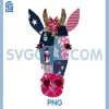 Festive Patchwork Cow PNG, Head Christmas Art PNG