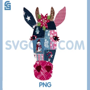 Festive Patchwork Cow PNG, Head Christmas Art PNG