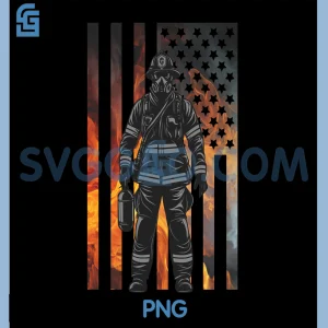 Firefighter Flag PNG, American Firefighter Flames PNG