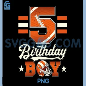 Five 5th Birthday Boy Football PNG, 5 Year Old Sports Party PNG