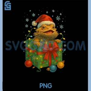 Bearded Dragons Santa PNG, Christmas Tree Lights PNG