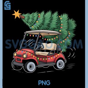 Golf Cart Christmas Tree PNG, Lights Holiday Golf PNG