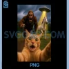 Graphic Cat Selfie with Bigfoot PNG, Unicorn Alien UFO PNG