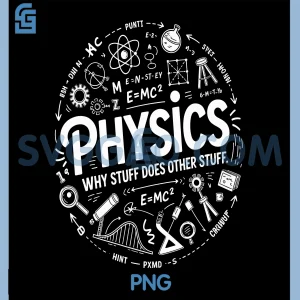 Funny Physics PNG, Nerd Science Humor STEM Quote PNG