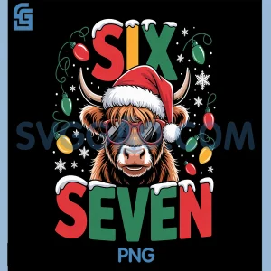 Six Seven Highland Cow PNG, Christmas 67 Cool PNG