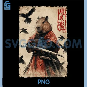 Capybara Samurai Graphic PNG, Japanese Warrior Anime PNG