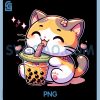 Cat Boba Tea PNG, Bubble Tea Anime Kawaii PNG