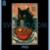 Cat Catzilla Eating Ramen PNG, Japanese Art Great Wave Kaiju Cat PNG