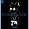 Cat Kitty Skull Creepy Cute PNG, Kawaii Goth Witchy Alt Halloween PNG