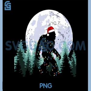 Christmas Bigfoot Sasquatch PNG, Tree Lights Funny Xmas PNG