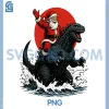 Christmas Santa Riding Kaiju PNG, Monster Funny Japanese Dinosaur PNG