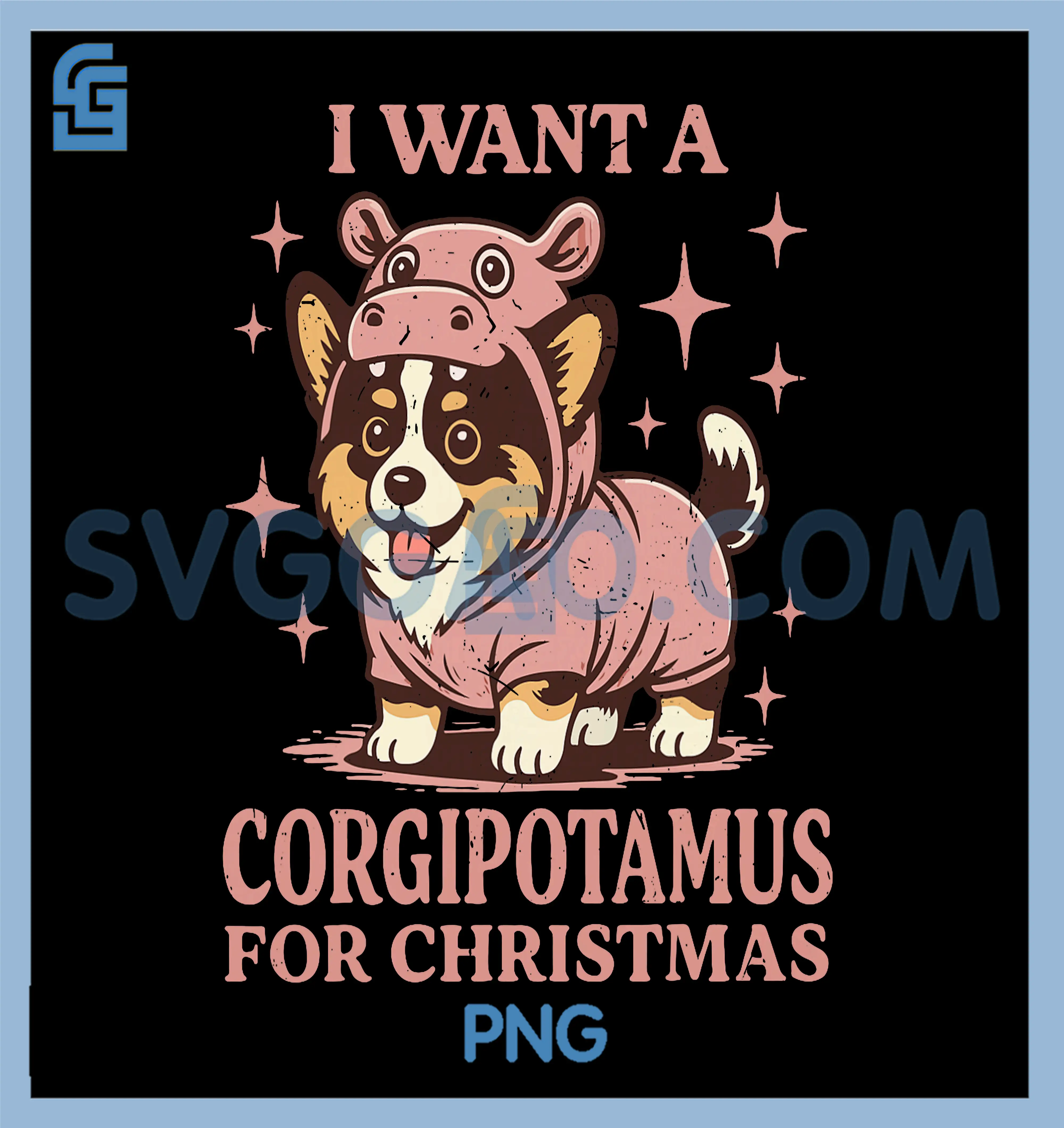 Corgipotamus Funny Tri Color Corgi Christmas Pajama Costume T-Shirt copy I Want A Corgipotamus PNG, Cute Corgi Christmas PNG