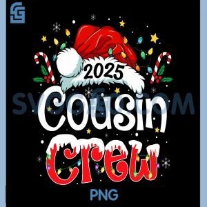 Cousin Crew 2025 PNG, Christmas Lights Family Matching PNG