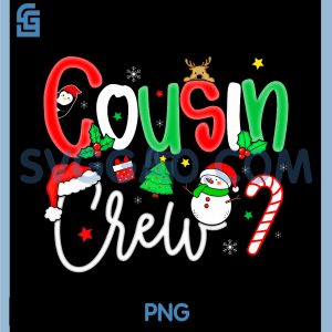 Cousin Crew Christmas PNG, Xmas Lights Family Matching PNG