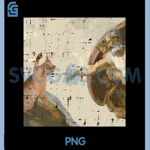 Creation of Adam Cat Painting PNG, Funny Art Meme PNG