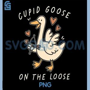 Cupid Goose On The Loose PNG, Funny Valentines Day PNG