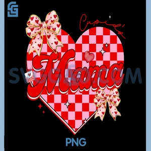 Cute Mama Valentine PNG, Pink Coquette Bow Heart PNG