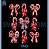 Cute Pink Coquette Bow PNG, Candy Cane Christmas PNG