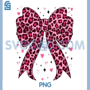 Cute Pink Coquette Leopard PNG, Heart Valentine PNG