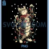 Cute Tabby Cat with Snow PNG, Christmas Lights Winter Kitten PNG