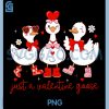 Valentine Goose Trio Hearts PNG, Coquette Bows Boots PNG