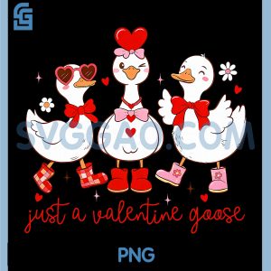 Valentine Goose Trio Hearts PNG, Coquette Bows Boots PNG