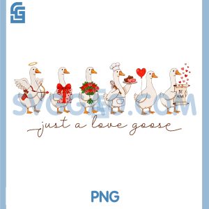 Silly Goose Valentine Love PNG, Cute Duck With Hearts PNG
