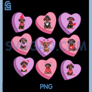 Dachshund Hearts Candy PNG, Valentines Weiner Dog Pet Lover PNG