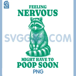 Feeling Nervous Might Have to Poop Soon PNG, Retro Funny Raccoon PNG