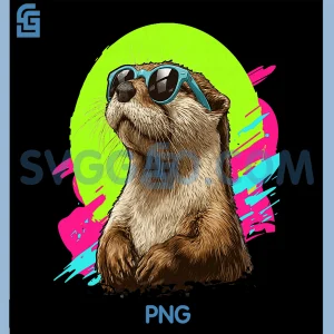 Sunglasses Otter Lover PNG, Funny Otter Retro PNG