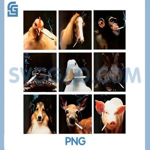 Animals Smoking PNG, Cute Cat Dog Duck Meme PNG