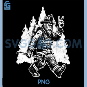 Bigfoot Firefighter PNG, Sasquatch Design PNG