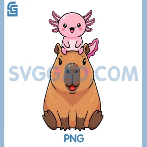 Capybara Axolotl Kawaii PNG, Animal Lover PNG