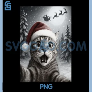 Funny Cat Selfie with Santa PNG, Claus Christmas PNG