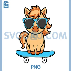 Cool Horse Skateboard PNG, Horseback Riding PNG