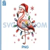 Funny Pink Flamingo PNG, Christmas Tree Lights PNG, Xmas Snowflakes PNG
