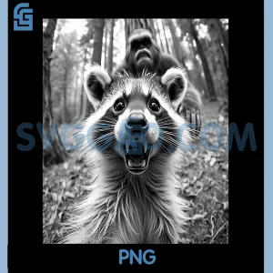 Raccoon Selfiew Bigfoot PNG, Raccoon Sasquatch Graphic PNG