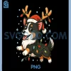 Funny Reindeer Tri Color PNG, Corgi Christmas PNG 2 Funny Reindeer Tri Color PNG, Corgi Christmas PNG