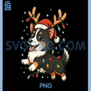 Funny Reindeer Tri Color PNG, Corgi Christmas PNG